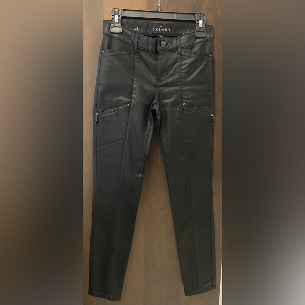 Sale! Stylish Skinny Fit Black Moto-Style Leather Pants, WHBM size 2 - Picture 14 of 16